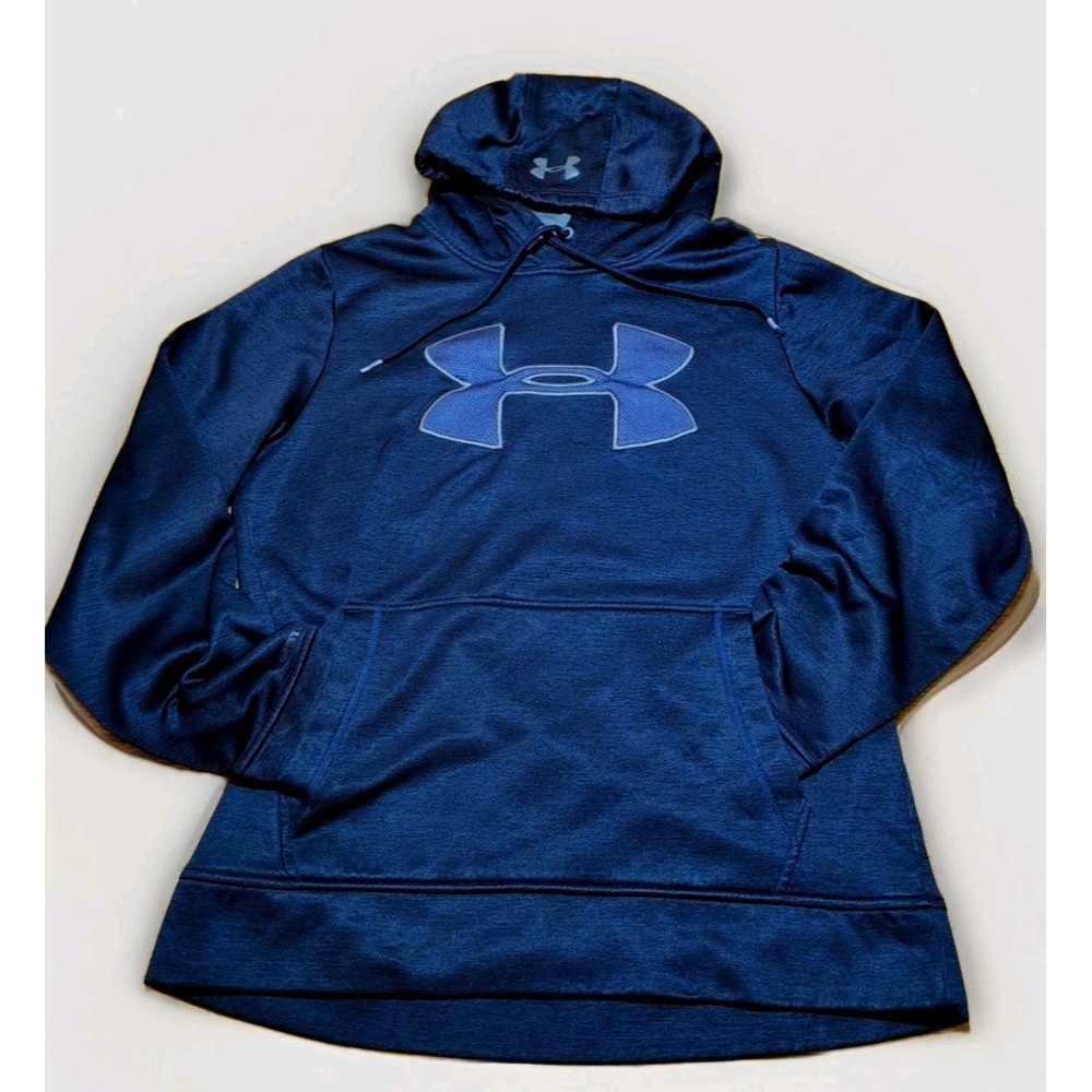 Under Armour Storm ColdGear Hoodie Small Navy Blue UA Logo Loose Fit